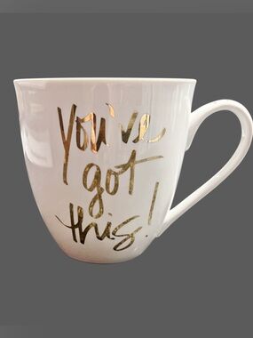 Inspirational White Ceramic Gift Mug with Gold "You've Got This!"